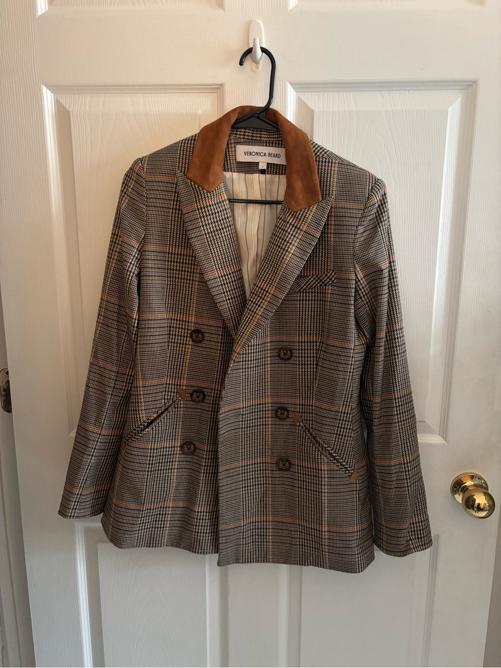 Veronica Beard Elvana Plaid Double-Breasted Dickey Jacket